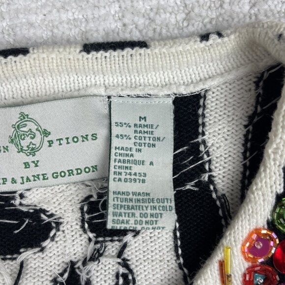 Design Options By Philip & Jane Gordon Zebra Print Jewel Sweater Cardigan Size M - Picture 11 of 16